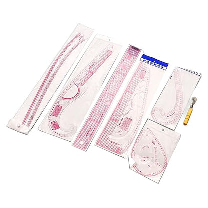 7pcs French Curve Ruler Set High Accuracy Complete Tools Sewing Rulers Set with Scale for Beginners Tailors Pattern Making