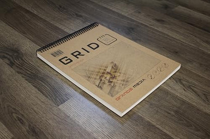 Orange Media Grid Sketchbook. Spiral Bound. Top Spine. Multi-Media. (8.5" x 11") 1/8" Box. (Blue Grid). SB-50100-TS - color: Blue Grid