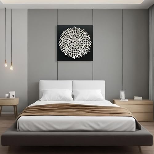 Art Abstract Oil Painting Modern Art Oil on Canvas Wall Art Deco 24x24 inches, Black and White - color: Yi057