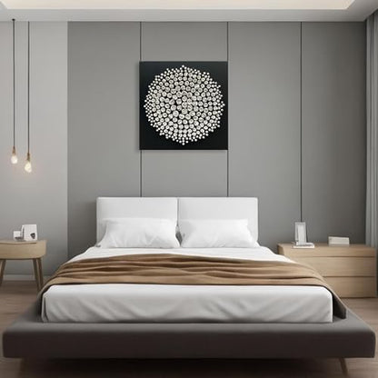 Art Abstract Oil Painting Modern Art Oil on Canvas Wall Art Deco 24x24 inches, Black and White - color: Yi057
