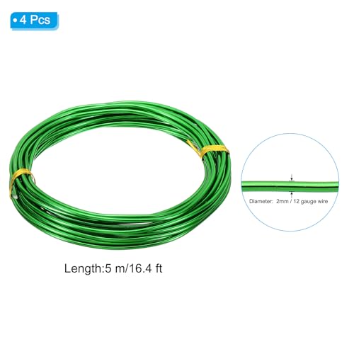 PATIKIL Aluminum Jewelry Wire, 16.4ft x 4pcs, 2mm/12 Gauge, Green - color: Green, size: 2mm x 16.4ft