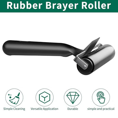 VinBee Soft Rubber Brayer Rollers for Crafting Brayers Rollers for Printmaking Brayer Tool Paint Brush Ink Applicator Art Craft Oil Painting Tool 3 Pack (2.4 & 4 & 5.9 inch)