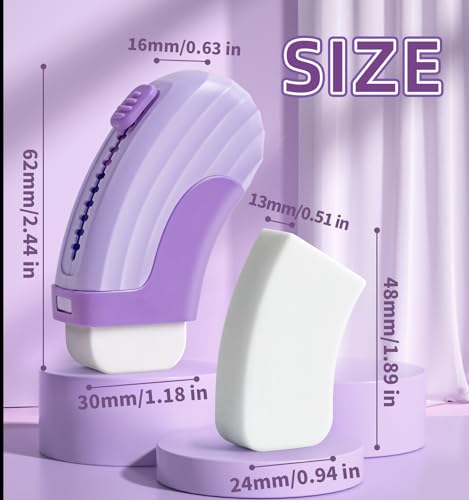 4+1 Pack Rubber Erasers Sliding Retractable Eraser - Purple | Large White Erasers with 4 Refill Eraser for School Office Home Supplies Art Drawing, Push Pull Pencil Erasers for Kids Teens - color: Purple