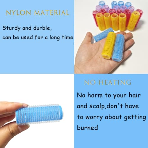 ZMD 18Pcs Self Grip Small Hair Rollers Curlers, Plastic Rollers Heatless Curlers Salon Dressing Curler DIY Curly Hair Hairstyle Roller for Women Girls Short Thin Fine Hair (0.8 x 2.4 Inch) - color: pink