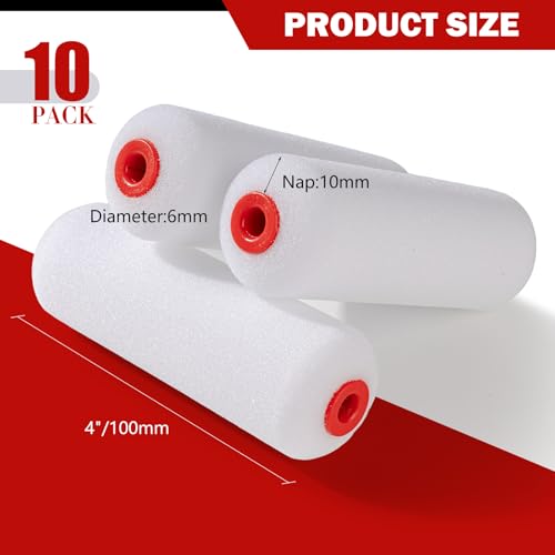 Mister Rui 4" Foam Roller Covers 10-Pack for Cabinets, Furniture & DIY | Premium 30kg/m³ Medium Density Foam – Washable & Reusable. Smooth, Streak-Free Finish for Your Painting Projects - size: 30 kg/m³, 10 Pack