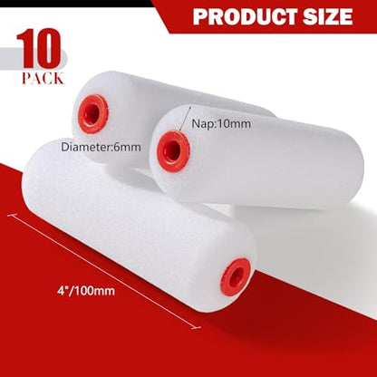 Mister Rui 4" Foam Roller Covers 10-Pack for Cabinets, Furniture & DIY | Premium 30kg/m³ Medium Density Foam – Washable & Reusable. Smooth, Streak-Free Finish for Your Painting Projects - size: 30 kg/m³, 10 Pack