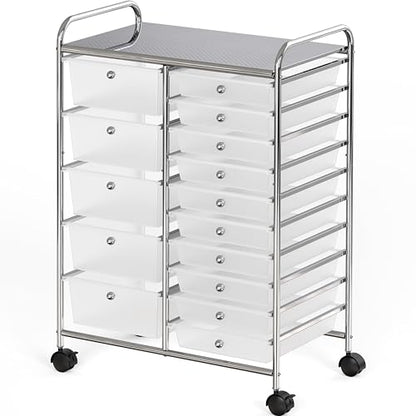 Simple Houseware 15 Drawers Rolling Utility Cart Art Craft Storage, Chrome - color: Chrome, size: 15 Drawers