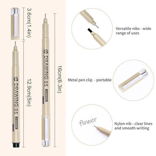 Micro Fineliner Pens, 6 Pack Micro Pen Set Black, Technical Drawing Pens for Artist No Bleed Calligraphy Pens, Archival Ink Brush Pen Art Pens for Journaling, Illustration, Sketching, Anime - color: 6