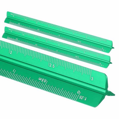 HARFINGTON 2 Pcs Architectural Scale Ruler, 7 Inch Metric Aluminum Alloy Architect Triangular Small Scale Laser-Etched Blueprint Drafting Ruler for Architects Engineers, Green - color: Green, size: 7 Inch