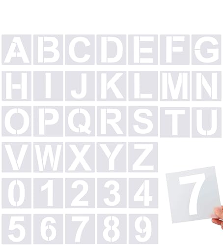 FEBSNOW 36 Pcs 6 Inches Large Alphabet Letter and Number Stencils - size: 6 inches