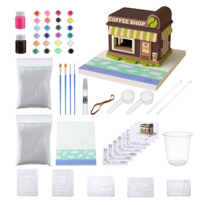 GloomGlo DIY Plaster Painting Coffee Shop Kit - Paint & Create Freely, All-Inclusive Craft Set for Kids Teens Adults, Creative Art Decor, Home Decor Figurines, Perfect Birthday Holiday Gift