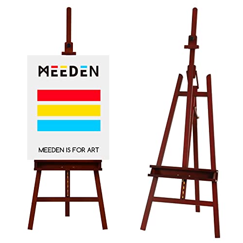 MEEDEN Walnut Large Painters Easel Adjustable Solid Beech Wood Artist Easel, Studio Easel for Adults with Brush Holder, Holds Canvas up to 48" - color: Deep Walnut