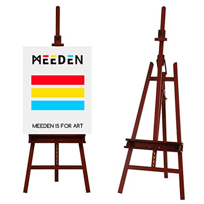 MEEDEN Walnut Large Painters Easel Adjustable Solid Beech Wood Artist Easel, Studio Easel for Adults with Brush Holder, Holds Canvas up to 48" - color: Deep Walnut