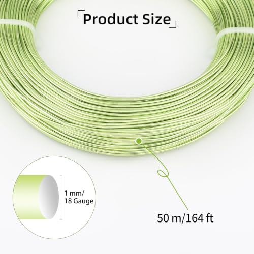 18 Gauge Aluminum Craft Wire, 164FT 1mm Bendable Metal Wire for Jewelry Making, Wreath Making, Beading(Neon Green) - color: Neon Green