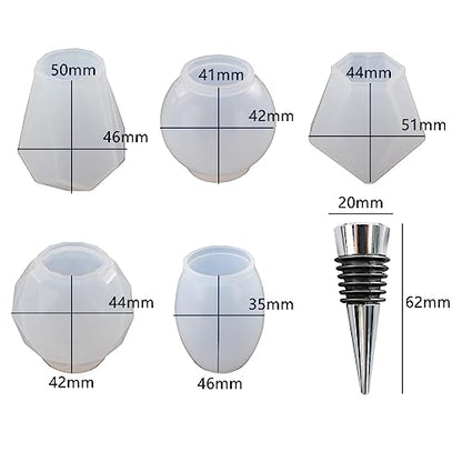 10 Pack Wine Stopper Resin Casting Mold Accessories - 5 Molds + 5 Accessories for Soap Making, Candle Making, Resin Making - color: wine-stopper-10-pack