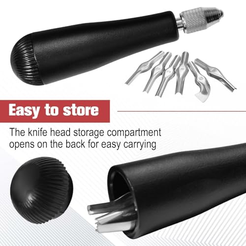 Linoleum Cutter Kit Assortment Craft Linoleum Cutter Kit Linocut Carving Tools Rubber Block Stamp Carving Block Stamp Making Includes Plastic Storage Handle and 5 Blades