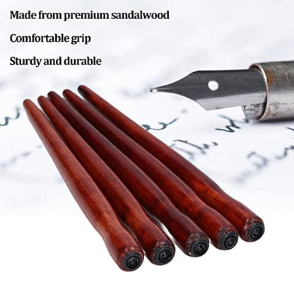 5Pcs Dip Pen Holder, Wood Comic Nib Holder, 5.91in Wooden Pen Nib Holder Wood Cartoon Comic Pen Nib Holder Comfortable Grip for Calligraphy Writing Signing, Cartooning Sketching - color: Red Wood Color