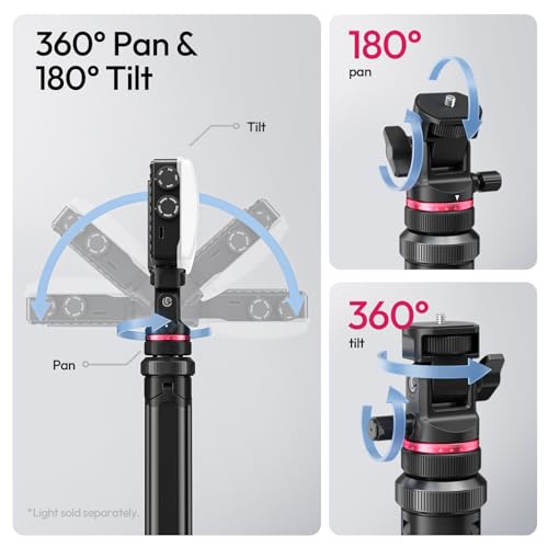 ULANZI MT-80 Aluminum Tripod Stand, 7FT Auto Pop-Up Camera Light Tripod | 11LB Max Load , 1/4" Screw, 360° Ball Head, 360° Rotates, Portable Video Light Stand for DSLR Camera, Ring Light, Video Rig - size: 84 inch-Upgrade Pop-Up