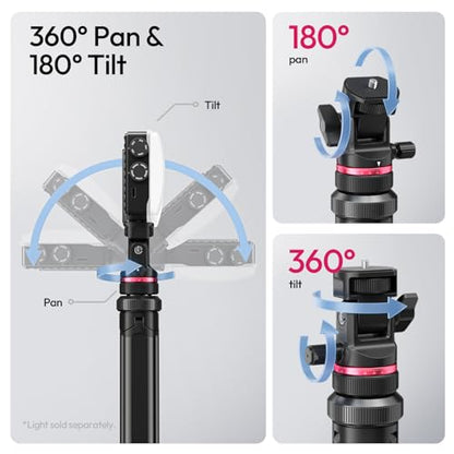 ULANZI MT-80 Aluminum Tripod Stand, 7FT Auto Pop-Up Camera Light Tripod | 11LB Max Load , 1/4" Screw, 360° Ball Head, 360° Rotates, Portable Video Light Stand for DSLR Camera, Ring Light, Video Rig - size: 84 inch-Upgrade Pop-Up