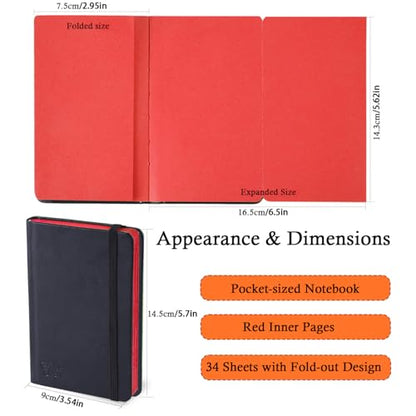 Small Premium Red Art Sketchbook,5.7 x 3.54 inches Mixed Media Notebook,34 Sheets 120 GSM Acid-Free Folding Drawing Papers, Hardcover Pocket Journal Sketchbook for All Artists - color: 120gsm-folding paper red