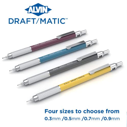 Alvin, Draft-Matic Mechanical Pencil, 0.3mm, Stainless Steel Drawing and Design Tool for Students and Professionals, Great for Drafting, Architecture, Engineering, and Art - color: Maroon