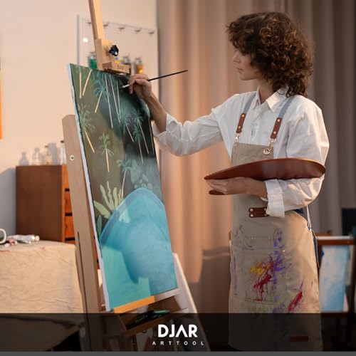 DJAR Large H-Frame Art Easel for Painting, Hold Canvas up to 49’’, Natural | Solid Beech Wood Adjustable Floor Stand with Storage Tray, Premium Art Supplies for Professional Artists, Students and Adults - style: Without Wheels