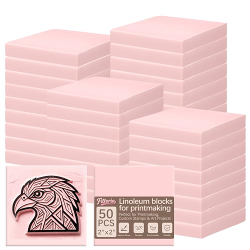 50Pcs Square Linoleum Blocks for Printmaking,2x2in Premium Rubber Stamps, Printmaking Supplies for Printing, Stamp Making, and a Wide Range of DIY Craft Projects - color: Square 2x2x0.4in-50pcs