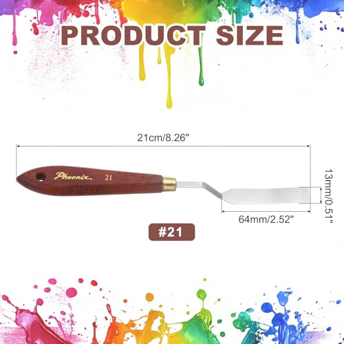 MECCANIXITY Pack of 1 Palette Knife No.21, 8.3" Long Palette Knives with Stainless Steel Flexible Spatula Pallet Knife and Wood Handle for Scraping, Mixing, Oil Acrylic Painting Canvas - style: No.21