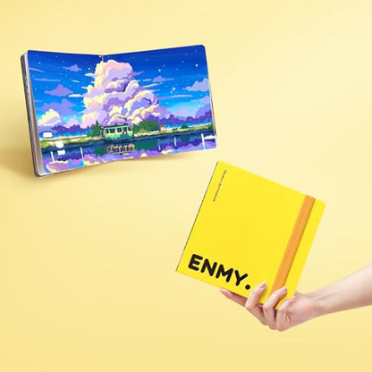 ENMY Acrylic Marker Sketch Pad, 4.7×4.7 inch Bleed-Proof Marker Paper,140lb/300gsm Heavyweight Sketchbook, 30 Sheets Drawing Pad Glue-Bound with Hard Backing for Artists, Students (M 12×12 cm) - size: M（4.7×4.7 inch）