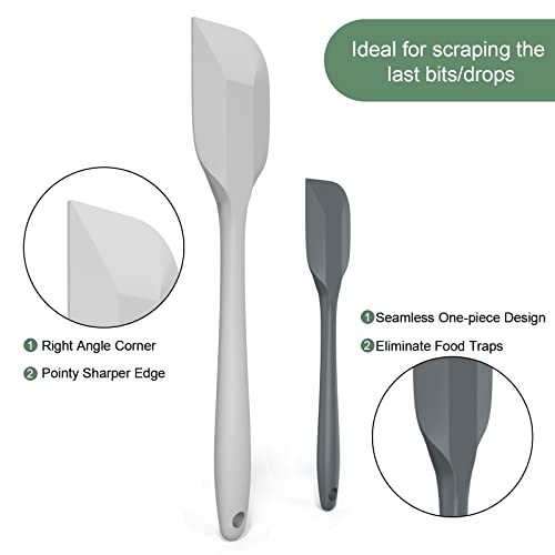 Silicone Spatula Set, Premium Spatulas Silicone Heat Resistant 2 Small & 2 Large Flexible Scraper for Nonstick Cookware, Rubber Spatula for Kitchen Mixing Baking Cooking Use, Soft Spatula - Gray - color: 2 small(dark-gray)+2 large(light-gray)