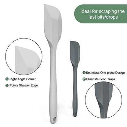 Silicone Spatula Set, Premium Spatulas Silicone Heat Resistant 2 Small & 2 Large Flexible Scraper for Nonstick Cookware, Rubber Spatula for Kitchen Mixing Baking Cooking Use, Soft Spatula - Gray - color: 2 small(dark-gray)+2 large(light-gray)