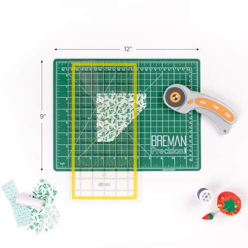 WA Portman 9x12 Self Healing Cutting Mat, Fabric Rotary Cutter, Clear Ruler | Quilting Kit includes 9x12 Fabric Cutting board, Fabric Rotary Cutter with 5 Blades, & 6x12 Clear Quilting Ruler, Sewing Kit - size: 9" x 12"