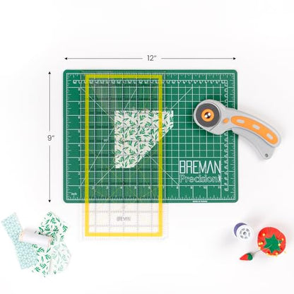 WA Portman 9x12 Self Healing Cutting Mat, Fabric Rotary Cutter, Clear Ruler | Quilting Kit includes 9x12 Fabric Cutting board, Fabric Rotary Cutter with 5 Blades, & 6x12 Clear Quilting Ruler, Sewing Kit - size: 9" x 12"