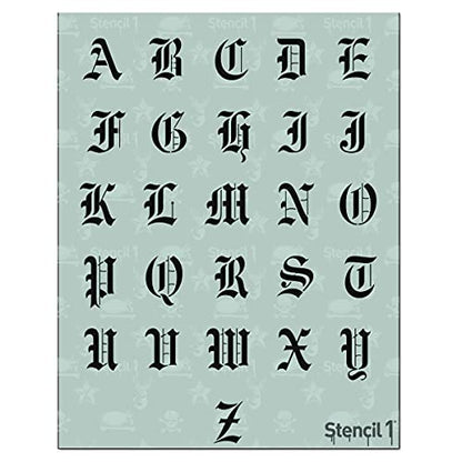 Stencil1 Old English Font Stencil 1" Alphabet Letters Painting Craft - size: 1" Letters