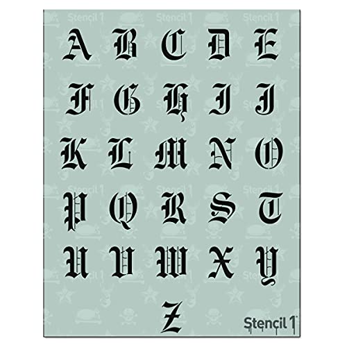 Stencil1 Old English Font Stencil 1" Alphabet Letters Painting Craft - size: 1" Letters