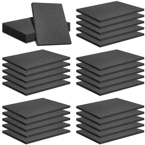 32 Pcs 12" x 8" x 0.5" Polyethylene Foam Sheets Black Foam Padding for Packing Craft Moving Shipping
