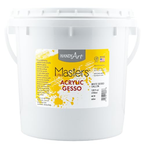 Handy Art Little Masters White Gesso, 1 Gallon (128 oz) Bulk, Acrylic Primer for Canvas, Wood & More, Made in USA, AP Non-Toxic, Allergy Friendly, Prepares Surfaces for Painting - size: 128 Fl Oz (Pack of 1)