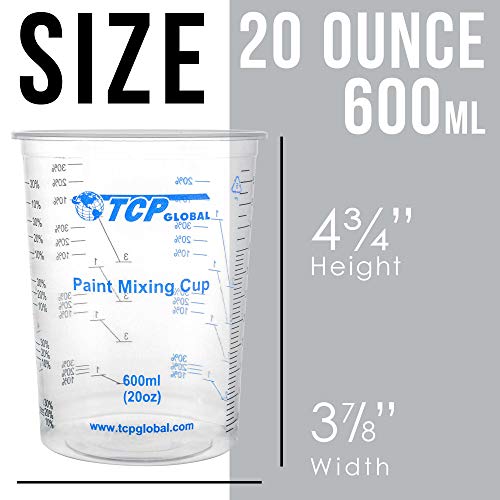 TCP Global 20 oz. (600ml) Graduated Plastic Mixing Cups - Box of 50