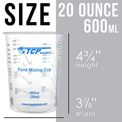 TCP Global 20 oz. (600ml) Graduated Plastic Mixing Cups - Box of 50
