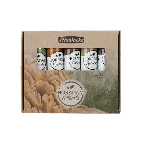 Schmincke - Horadam Naturals, Set Mineral, 5 x 15 ml tubes, 86002097, finest vegan watercolor, vegetable pigments, combination of watercolor & gouache - color: mineral pigments