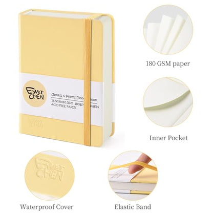5.7x4.1in Hardcover Blank Sketchbook for Drawing 180gsm 96Pages,Yellow - color: PU Cover-5.7x4.1in-Yellow