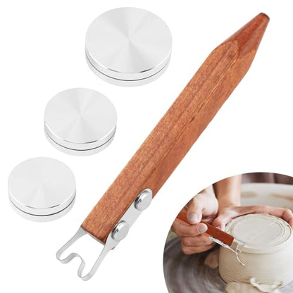 Pottery Trimming Tool, 6mm Clay Foot Trimmer with Red Sandalwood Handle