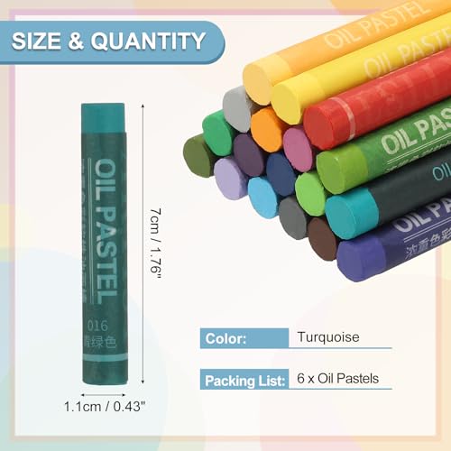PATIKIL Turquoise Oil Pastels, 6Pcs Soft Oil Crayons Creamy Pastels Stick Art Supplies for Art Painting Drawing Blending Graffiti for Drawing Beginners Artists - color: Turquoise