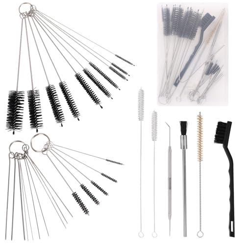 Goktvai 31pcs Spray Gun Cleaning Kit, Multi-Purpose Cleaner Brush Durable Air Paint Airbrush Maintenance Brush for Nozzle Cleaning Accessories