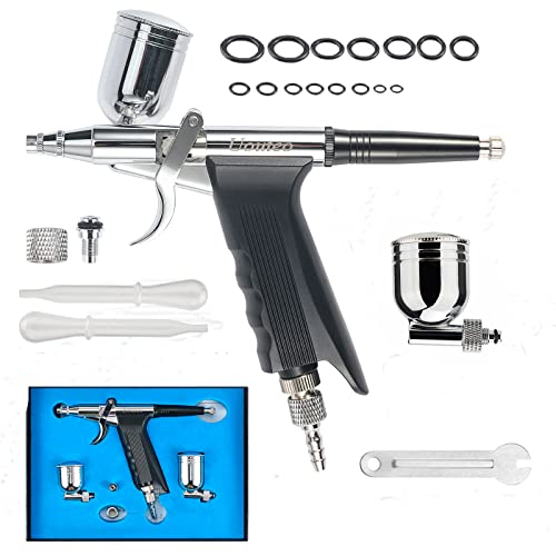 Airbrush Trigger Gun with 0.4 mm Needles 7 CC & 10 CC Cup | Airbrush Gun Dual-Action Gravity, Multi-Purpose Air Brush Makeup Model Coloring Painting Nail Cake Decor - color: 166TH 0.4mm Airbrush Kit