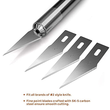 Nicpro 120 PCS Hobby Blades Set SK-5, Utility Refill #2 Art Blades Refill Cutting Tool with Storage Case for Medium to Heavy Craft, Hobby, Scrapbooking, Stencil - size: #2