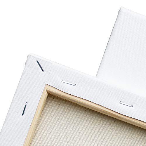 Stretched White Blank Canvas- 12x12 Inch,Bulk Pack of 8,Primed,100% Cotton,5/8 Inch Profile of Super Value Pack for Acrylics,Oils & Other Painting Media - size: 12"x12"