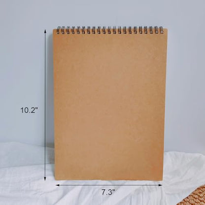 ZAYOIZY Blank Spiral Sketchbook Hardbound Drawing Notebook Hard Cover Sketching Pad