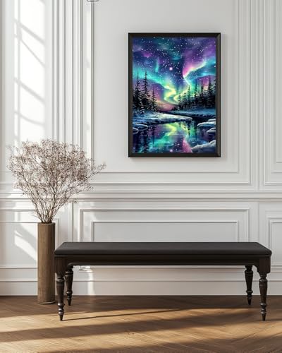 Northern Diamond Art Kits for Adults, Landscape Crafts 5D Diamond Painting Kit for Adult Beginners, Nature Starry Night DIY Round Dots Full Drill Diamonds Paintings for Home Wall Decor Gifts 12X16 In - color: C07