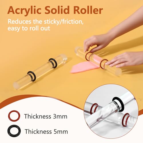Polymer Clay Cutter Tools, Acrylic Roller Pin, 5 Pieces Flexible Clay Cutters, Ceramic Cutters Slicer Kit Clear Rectangle Sheet Press Board Wire Texture Set Needle Detail Modelling Supplies - size: 15